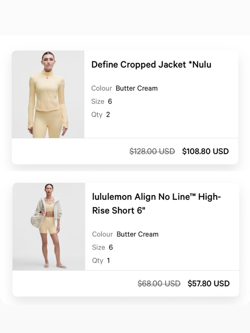 ***SOLD***Lululemon Buttercream Set